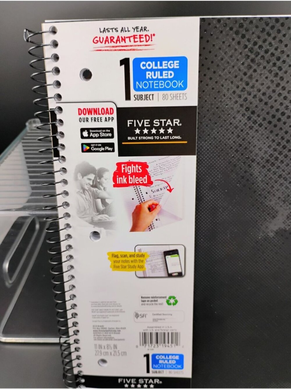 Five Star College Ruled 1 Subject Notebook 80 Sheets 11x8.5" Durable - Picture 3 of 8